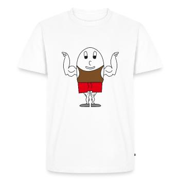 Homme muscle oeuf - T-shirt Premium bio Homme - blanc - Devant - Nico (187cm)