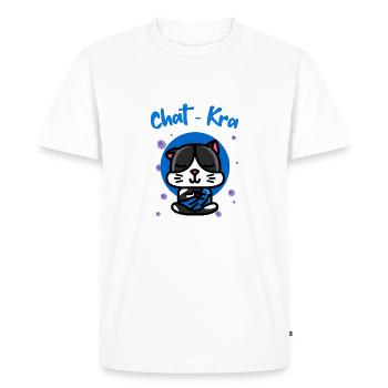 Humour Chat Yoga Zen Méditation Chakra - T-shirt Premium bio Homme - blanc - Devant - Nico (187cm)