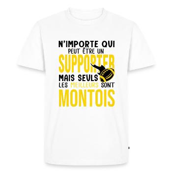 Cadeau rugby supporters Montois mont de marsan SM - T-shirt Premium bio Homme - blanc - Devant - Nico (187cm)