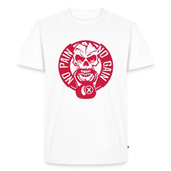 no pain gain citation musculation mort - T-shirt Premium bio Homme - blanc - Devant - Nico (187cm)