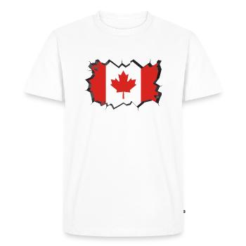 Drapeau du Canada Feuille d'érable Feuille d'érable Canada - T-shirt Premium bio Homme - blanc - Devant - Nico (187cm)