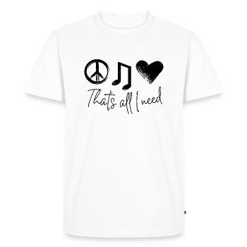Paix, Musique, Amour Dire Paix, Musique, Amour - T-shirt Premium bio Homme - blanc - Devant - Nico (187cm)