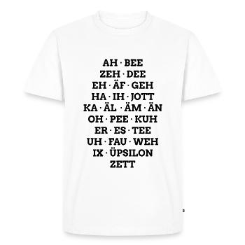 German alphabet in phonetic spelling - Men's Premium Organic T-Shirt - white - Front - Nico (187cm)