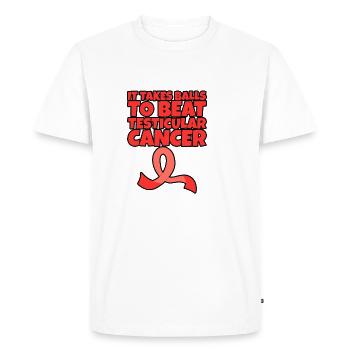Il faut des balles pour vaincre le cancer du testicule - T-shirt Premium bio Homme - blanc - Devant - Nico (187cm)