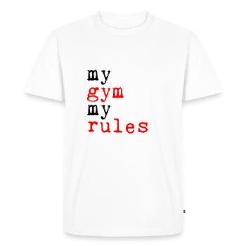 My Gym, My Rules 5 - Men's Premium Organic T-Shirt - white - Front - Nico (187cm)