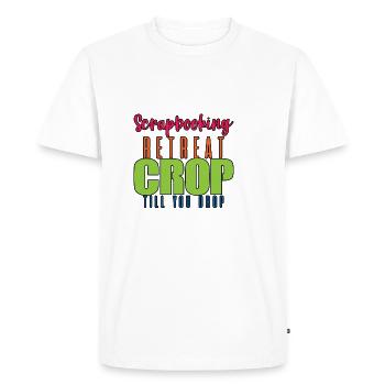 Scrapbooking Retreat Crop jusqu’à ce que vous tombiez - T-shirt Premium bio Homme - blanc - Devant - Nico (187cm)