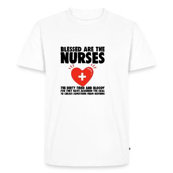 Bénies soient les infirmières - T-shirt Premium bio Homme - blanc - Devant - Nico (187cm)