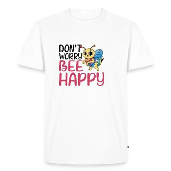 Don't Worry Bee Happy 29 - Men's Premium Organic T-Shirt - white - Front - Nico (187cm)