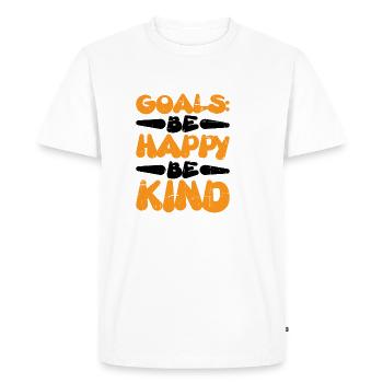 Goals Be Happy, Be Child 4 - Men's Premium Organic T-Shirt - white - Front - Nico (187cm)
