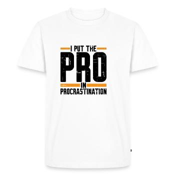 Je mets le pro dans la procrastination 5 - T-shirt Premium bio Homme - blanc - Devant - Nico (187cm)