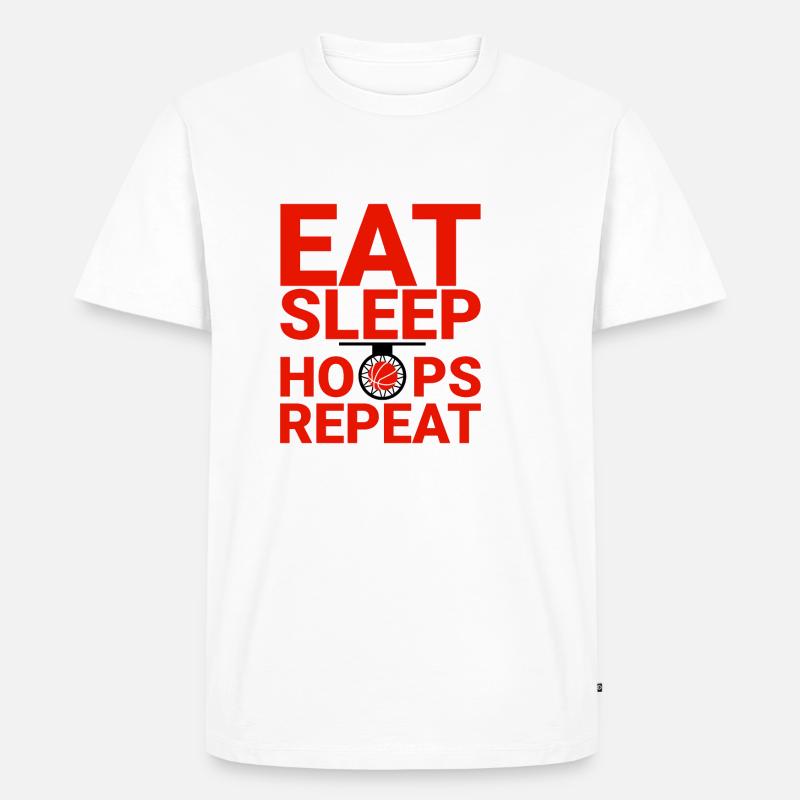 Eat Sleep Hoops Repeat 2 - Männer Premium Bio T-Shirt - Weiß