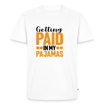 Être payé en pyjama - T-shirt Premium bio Homme - blanc - Devant - Nico (187cm)
