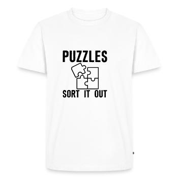 Puzzlers Sort It Out - Men's Premium Organic T-Shirt - white - Front - Nico (187cm)