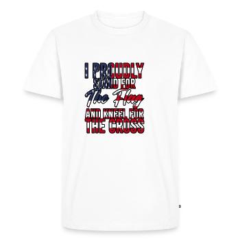 Je me tiens fièrement debout pour le drapeau Agenouillez-vous pour la croix 3 - T-shirt Premium bio Homme - blanc - Devant - Nico (187cm)