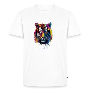 Tigre arc-en-ciel - T-shirt Premium bio Homme - blanc - Devant - Nico (187cm)
