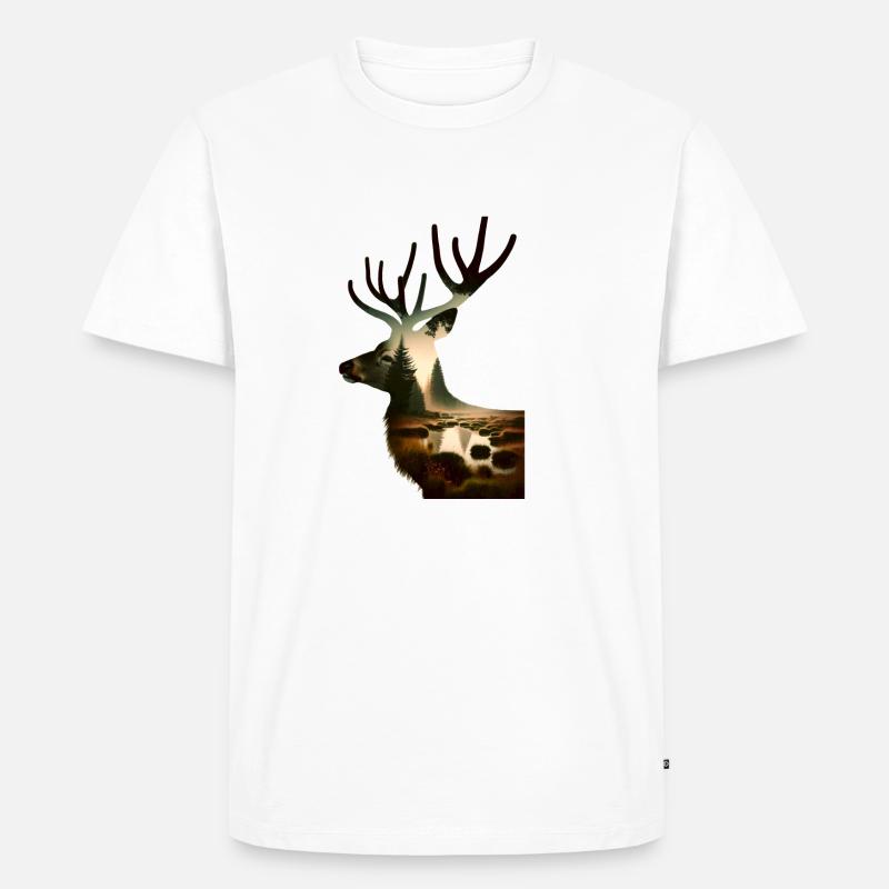 Nature in Deer Pattern - Männer Premium Bio T-Shirt - Weiß