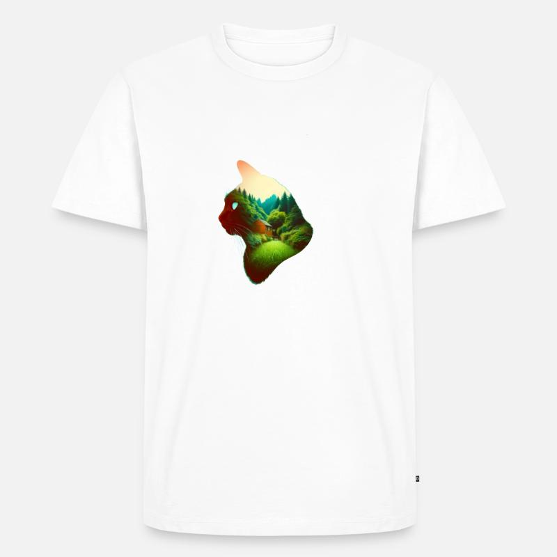 Nature in Cat Pattern - Männer Premium Bio T-Shirt - Weiß