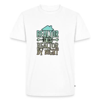 Agent immobilier le jour Agent immobilier la nuit 4 - T-shirt Premium bio Homme - blanc - Devant - Nico (187cm)