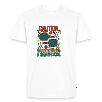 Attention : Vous entrez dans une zone de smash 2 - T-shirt Premium bio Homme - blanc - Devant - Nico (187cm)