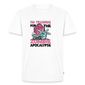 Je m’entraîne pour l’apocalypse zombie 13 - T-shirt Premium bio Homme - blanc - Devant - Nico (187cm)