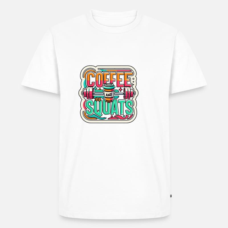 Coffee And Squats 8 - Männer Premium Bio T-Shirt - Weiß