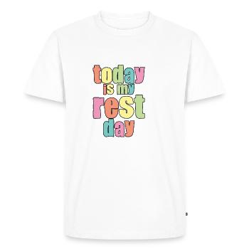 Aujourd’hui, c’est mon jour de repos - T-shirt Premium bio Homme - blanc - Devant - Nico (187cm)