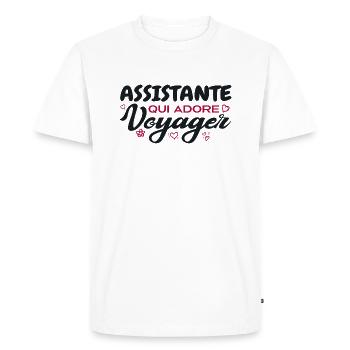 Assistante globe-trotteuse passionnée de voyages - T-shirt Premium bio Homme - blanc - Devant - Nico (187cm)