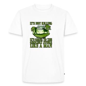 C’est aller à l’épicerie comme un homme 2 - T-shirt Premium bio Homme - blanc - Devant - Nico (187cm)