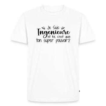 I am an engineer. What's your superpower? - Men's Premium Organic T-Shirt - white - Front - Nico (187cm)