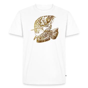 Arowana Fish Gold Graphic Fish Lover Fishing Gear - Men's Premium Organic T-Shirt - white - Front - Nico (187cm)