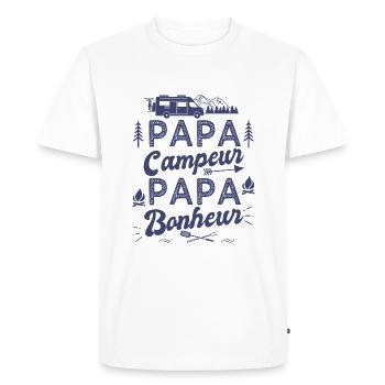 Papa camping car papa bonheur camping-car camper - T-shirt Premium bio Homme - blanc - Devant - Nico (187cm)