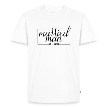 Homme marié Est. 2023 Fiançailles Mariage du marié - T-shirt Premium bio Homme - blanc - Devant - Nico (187cm)
