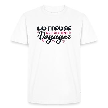 Lutteuse globe-trotteuse passionnée de voyages - T-shirt Premium bio Homme - blanc - Devant - Nico (187cm)