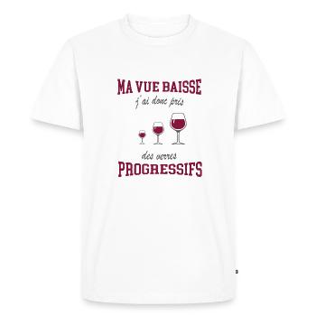 Ma vue baisse j'ai pris des verres progressifs - T-shirt Premium bio Homme - blanc - Devant - Nico (187cm)