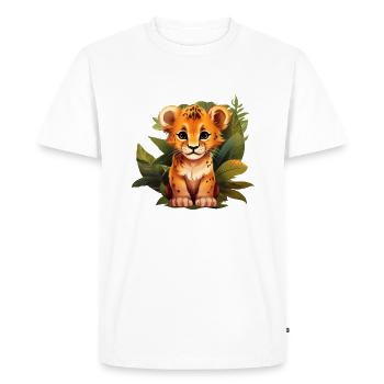 Jeune lion dans la jungle - Mignon lionceau - T-shirt Premium bio Homme - blanc - Devant - Nico (187cm)
