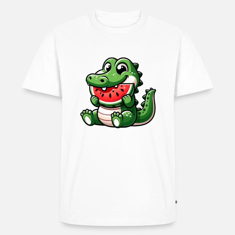Crocodile avec pastèque fruité mignon - T-shirt Premium bio Homme - undefined