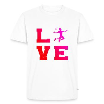 Joueuses de badminton Squash Badminton Badminton - T-shirt Premium bio Homme - blanc - Devant - Nico (187cm)