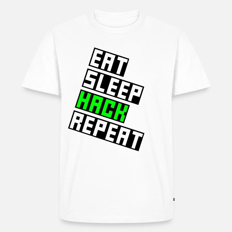 eat sleep hack repeat - Männer Premium Bio T-Shirt - Weiß
