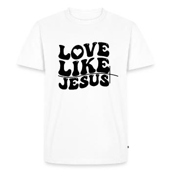Aimer comme Jésus - T-shirt Premium bio Homme - blanc - Devant - Nico (187cm)