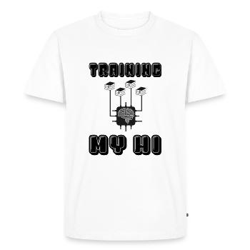 TRAINING MY HI (Intelligence Humaine) - T-shirt Premium bio Homme - blanc - Devant - Nico (187cm)