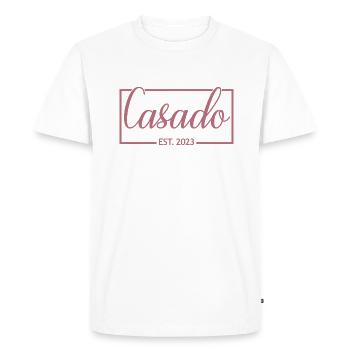 2023 Fête de mariage du marié de fiançailles - T-shirt Premium bio Homme - blanc - Devant - Nico (187cm)