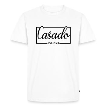 2023 Fête de mariage du marié de fiançailles - T-shirt Premium bio Homme - blanc - Devant - Nico (187cm)