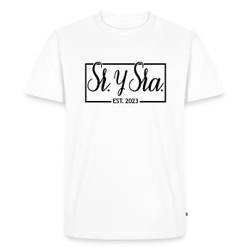 Sr. Y Sra. Est. 2023 - Men & Women Wedding Gift - Men's Premium Organic T-Shirt - white - Front - Nico (187cm)