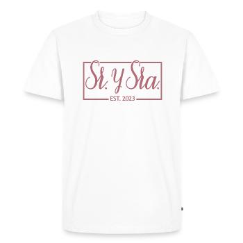 Sr. Y Sra. Est. 2023 - Men & Women Wedding Gift - Men's Premium Organic T-Shirt - white - Front - Nico (187cm)