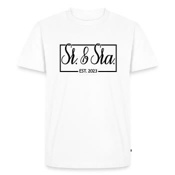 Sr. & Sra. Est. 2023 - Men & Women Wedding Gift - Men's Premium Organic T-Shirt - white - Front - Nico (187cm)