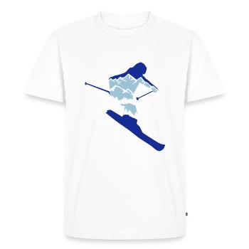 Skier and mountain silhouette - skiing, skiing - Men's Premium Organic T-Shirt - white - Front - Nico (187cm)