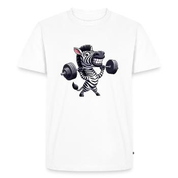 Zebra Dumbbell Fitness Weight Lifting - Men's Premium Organic T-Shirt - white - Front - Nico (187cm)