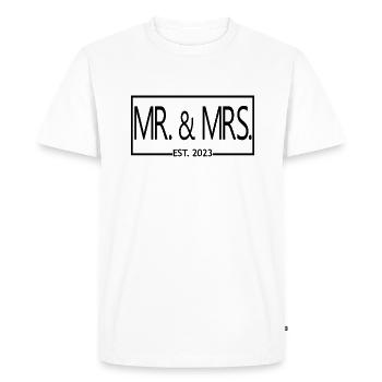 Mr. & Mrs. Est. 2023 - Cadeau de mariage hommes et femmes - T-shirt Premium bio Homme - blanc - Devant - Nico (187cm)