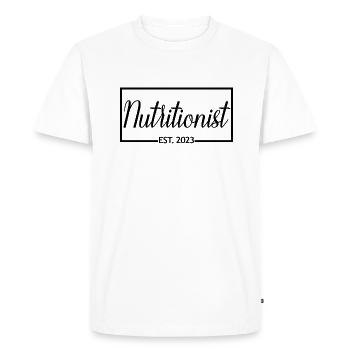 Nutritionniste Est. Cadeau de nutritionniste diplômé 2023 - T-shirt Premium bio Homme - blanc - Devant - Nico (187cm)