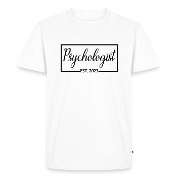 Psychologue Est. Cadeau de psychologie de fin d'études 2023 - T-shirt Premium bio Homme - blanc - Devant - Nico (187cm)